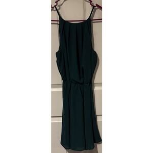 Miami Women's Emerald Green Flowy Keyhole Back Knee Length Dress, Size XS